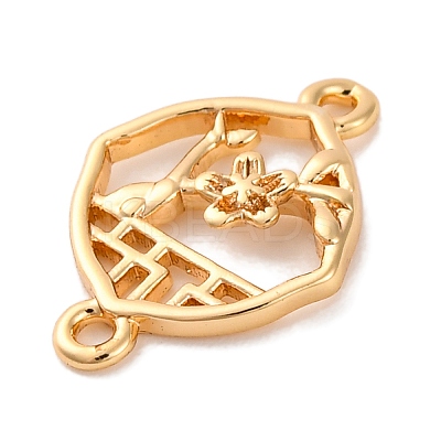 Brass Hollow Flower Rhombus Links Connector Charms KK-S403-08G-1
