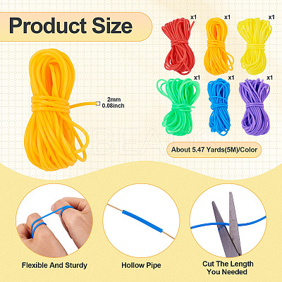 30M 6 Colors Hollow Pipe PVC Tubular Synthetic Rubber Cord RCOR-TA0001-15-1