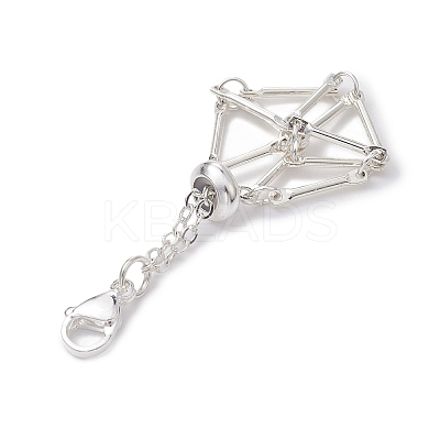 Brass Macrame Pouch Empty Stone Holder Pendant Decoration HJEW-JM01269-03-1