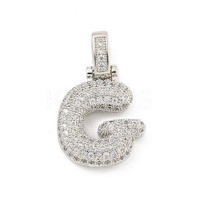 Brass Micro Pave Clear Cubic Zirconia Pendants KK-B099-01P-G-1