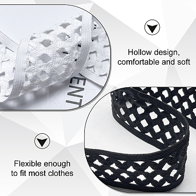 10 Yards Polyester Elastic Hollow Wide Band DIY-FG0006-44B-1