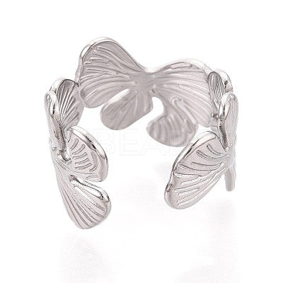304 Stainless Steel Cuff Open Rings for Women RJEW-N052-12P-1