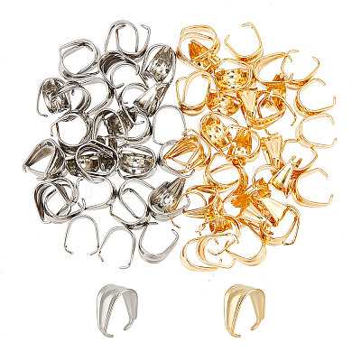 80Pcs 2 Colors 201 Stainless Steel Snap on Bails STAS-GO0001-09-1