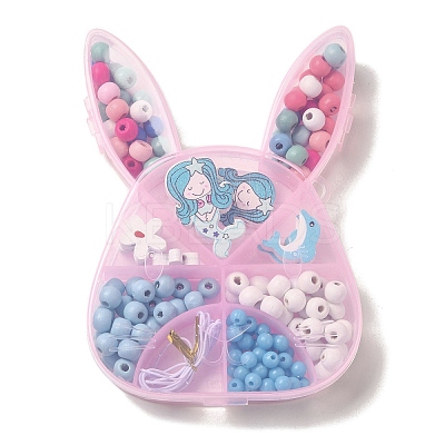 Children's Day Theme Maple Wood Jewelry Set DIY Making Kits WOOD-C006-02A-1