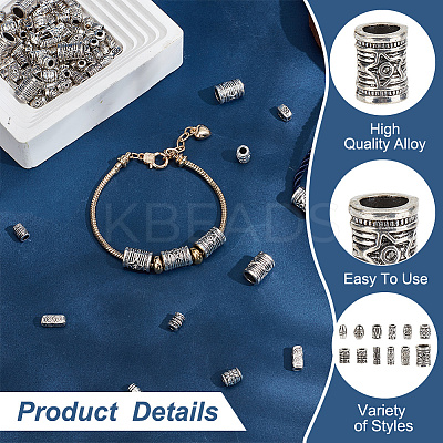120Pcs 10 Styles Tibetan Style Alloy Beads Sets TIBEB-HY0001-10AS-1