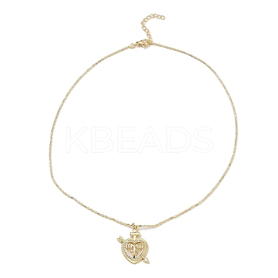 Golden Plated Brass Micro Pave Clear Cubic Zirconia Pendant Necklaces LS-NJEW-L178-01G-04-1