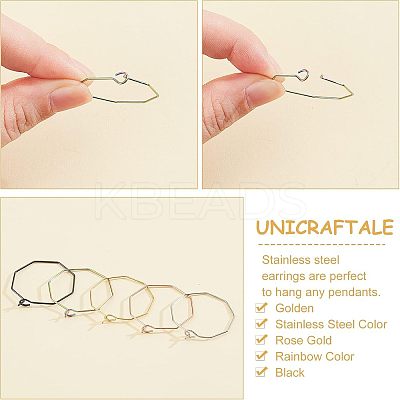 30Pcs 5 Colors Ion Plating(IP) 316 Surgical Stainless Steel Hoop Earrings Findings STAS-UN0030-95-1