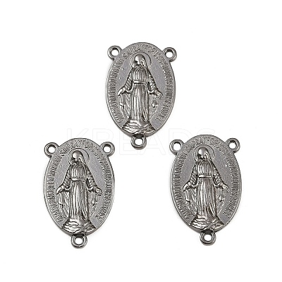Holy Oval Carved Virgin Mary Tibetan Style Alloy Chandelier Component Links LS-TIBEP-LF0961YKG-B-LF-1