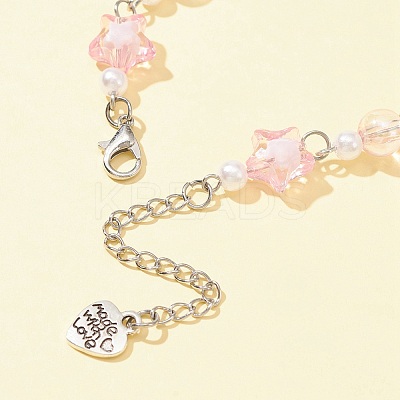 Alloy Heart with Word Pendant Necklace NJEW-FZ00004-14-1