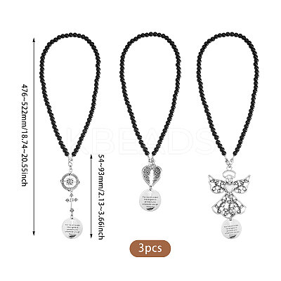 3Pcs Glass Beaded Pendant Decoration HJEW-CA00074-1