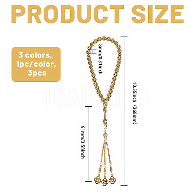 3Pcs 3 Colors Alloy Knot Charm Bracelets BJEW-PH0004-70-1