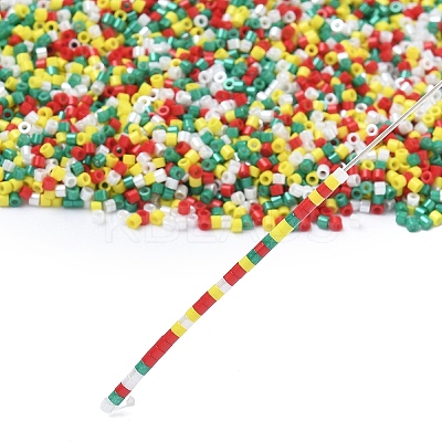 4 Colors Christmas 11/0 Grade A Baking Paint Glass Seed Beads SEED-X0058-12-1