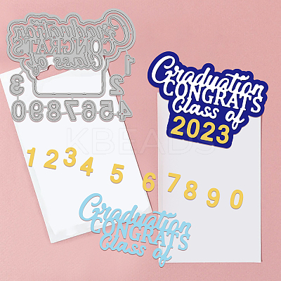 2Pcs 2 Styles Graduation Season Theme Carbon Steel Cutting Dies Stencils DIY-WH0309-876-1