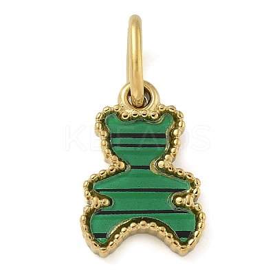 Synthetic Malachite Bear Charms STAS-B075-01G-01-1