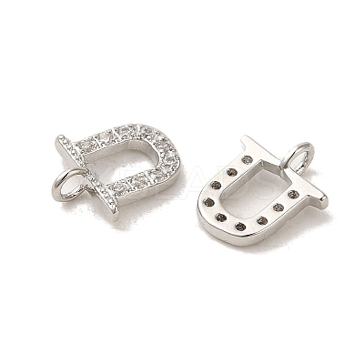 Initial Letter Brass Micro Pave Cubic Zirconia Pendants ZIRC-F008-U-1
