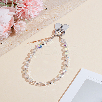 1 Set Transparent Glass Cube Mobile Straps for Women AJEW-LP0004-68-1