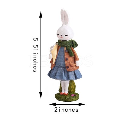 Resin Standing Rabbit Statue Bunny Sculpture Tabletop Rabbit Figurine for Lawn Garden Table Home Decoration ( Blue ) JX084A-1