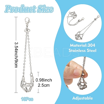 10Pcs 304 Stainless Steel Macrame Pouch Pendant Decorations HJEW-YW00109-1