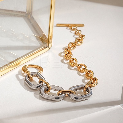 304 Stainless Steel Cable Chain Bracelets for Women BJEW-K279-01GP-1