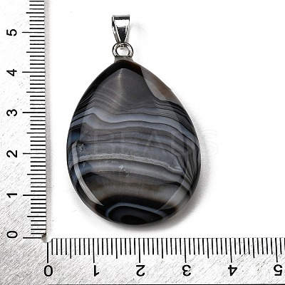 Natural Black Banded Agate(Dyed & Heated) Pendants G-F820-14P-10-1