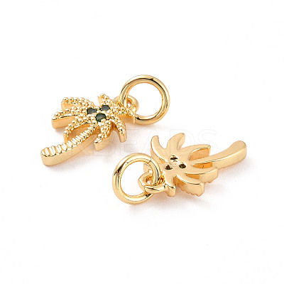 Rack Plating Brass Micro Pave Cubic Zirconia Charms ZIRC-C035-07G-1