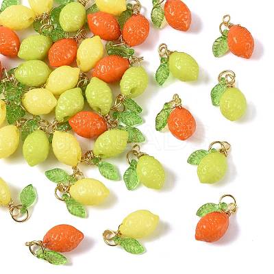 36Pcs 3 Colors Lemon Acrylic Pendants PALLOY-FS00059-01-1