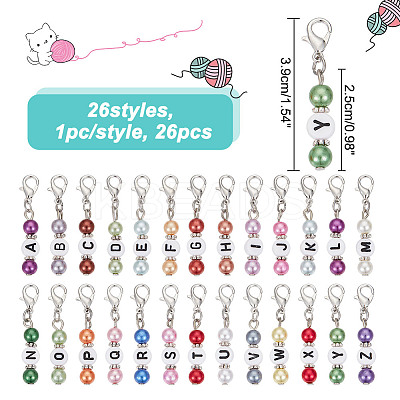 26Pcs 26 Styles Letter A~Z Acrylic Pendant Stitch Markers HJEW-NB00051-1
