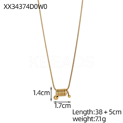 304 Stainless Steel Spiral Spring Pendant Necklaces STAS-OY007-63G-1