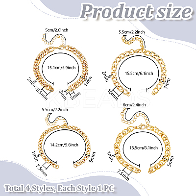 4Pcs 4 Styles Rack Plating Brass Twisted Chain Bracelet Making KK-PH0010-82-1