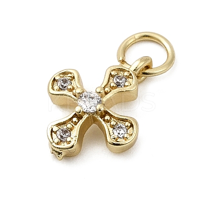 Brass Micro Pave Cubic Zirconia Tiny Cross Charms LS-ZIRC-G128-04G-1-1