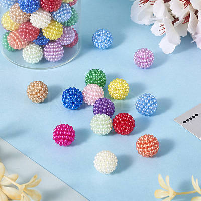 130Pcs 13 Colors ABS Plastic Round Beads KY-TA0001-32-1