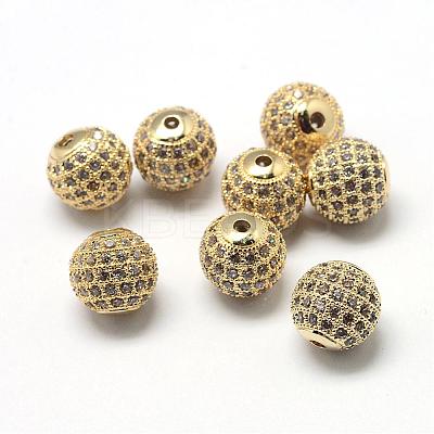 Rack Plating Brass Cubic Zirconia Beads ZIRC-S001-10mm-A01-1