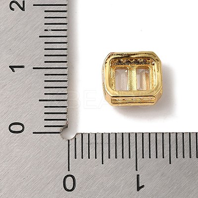Rack Plating Brass Micro Pave Clear Cubic Zirconia Rectangle Multi-Strand Links KK-A229-24G-1