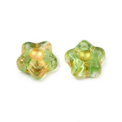 Electroplate and Golden Metal Enlaced Glass Beads EGLA-T029-02F-1