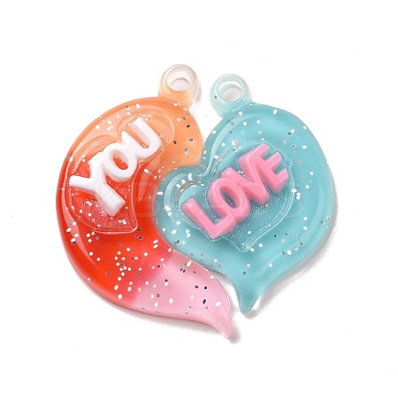 Gradient Color Translucent Resin Pendants RESI-G048-01A-1