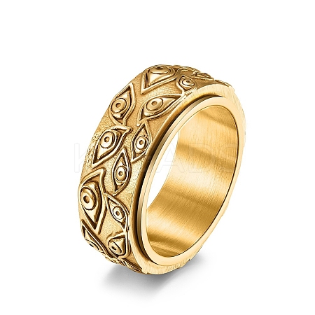 Eye Pattern 304 Stainless Steel Rotating Finger Ring PW-WG15888-14-1