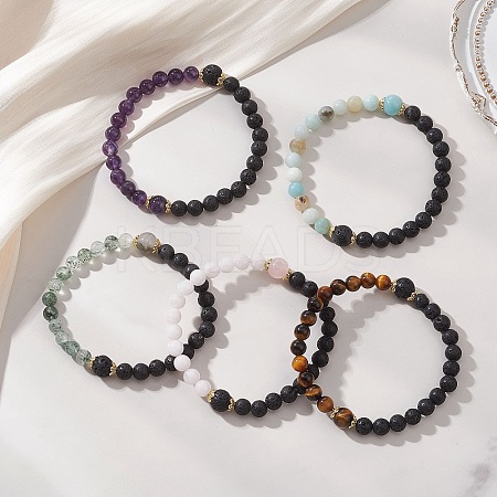 Natural Mixed Gemstone Beads Stretch Bracelet for Women BJEW-JB13194-1