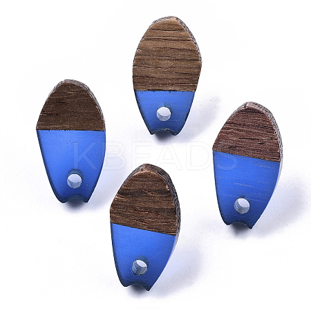Transparent Resin & Walnut Wood Stud Earring Findings MAK-N032-010A-A01-1