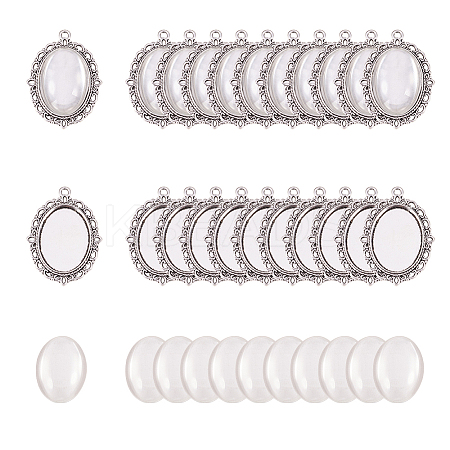 DIY Oval Alloy Pendant Making Kits DIY-YW0011-56-1