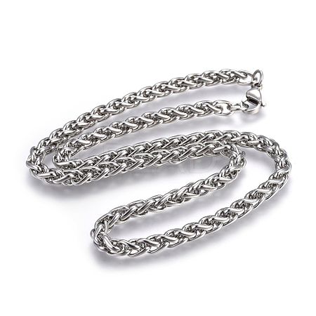 Non-Tarnish 304 Stainless Steel Wheat Chain Necklaces NJEW-F242-14P-B-1