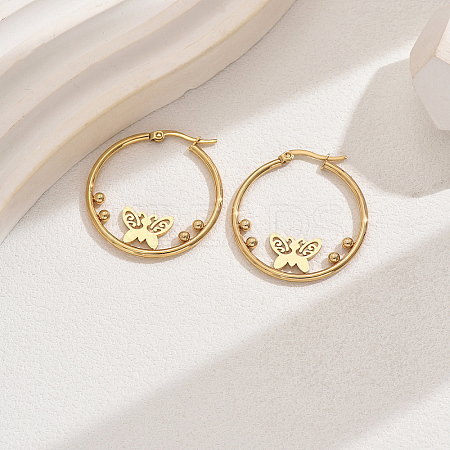 201 Stainless Steel Geometric Retro Casual Hoop Earrings for Women EP5008-2-1