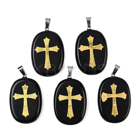 Natural Obsidian Pendants G-S392-01I-1