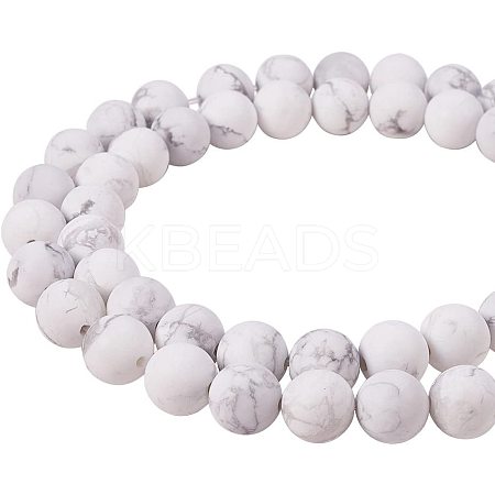 Frosted Natural Howlite Bead Strands G-PH0028-8mm-01-1