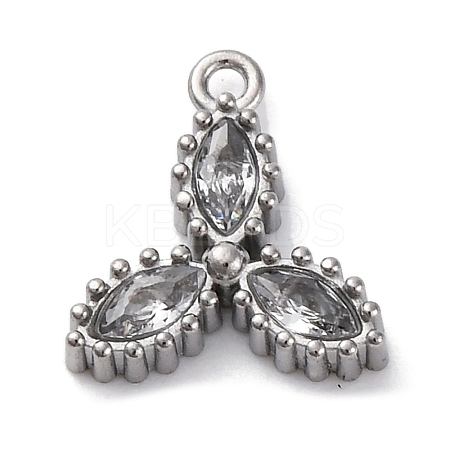 304 Stainless Steel Cubic Zirconia Pendants STAS-R141-03P-04-1