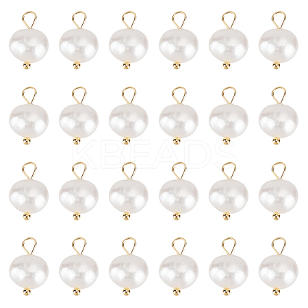 24Pcs Natural Pearl Two Sides Polished Charms PALLOY-HY00055-1