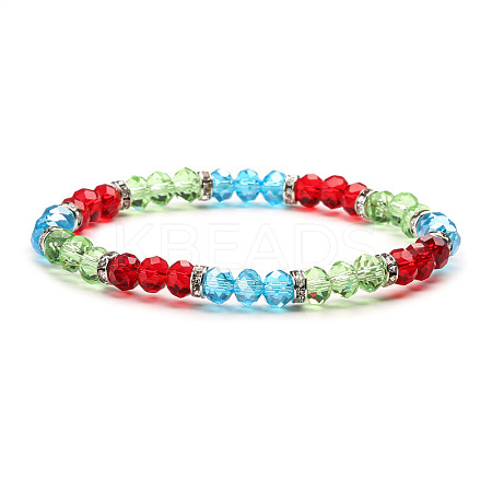 Fashionable Faceted Rondelle Glass Beads Stretch Bracelets for Women Girls Gift TQ6391-2-1