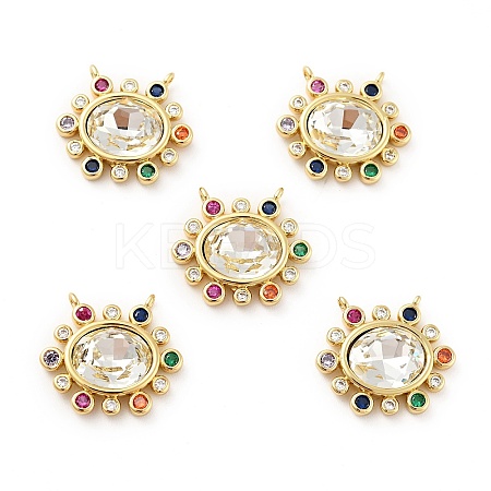 Brass Cubic Zirconia Pendants KK-G419-04G-02-1