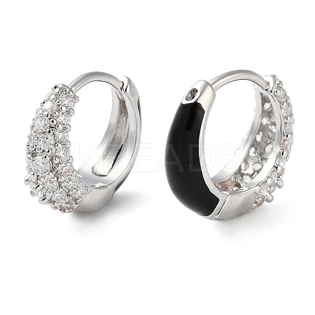 Brass Micro Pave Clear Cubic Zirconia Hoop Earrings for Women LS-EJEW-S234-07P-01-1