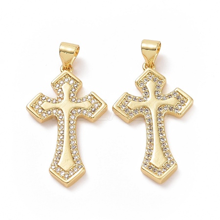 Brass Cubic Zirconia Pendants ZIRC-I062-13G-1