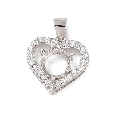 925 Sterling Silver Micro Pave Cubic Zirconia Pendant Setting STER-H113-04P-02-1
